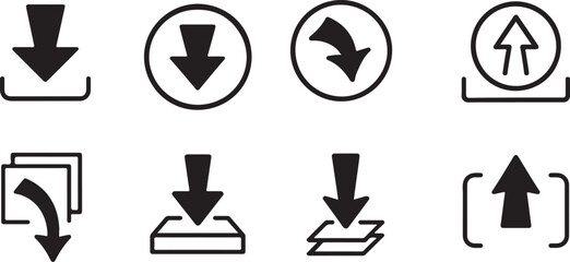 Download and upload file doodle icons set
