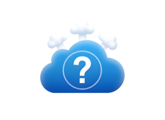 Digital Cloud with Question Mark Symbol - Data Query Concept on white background