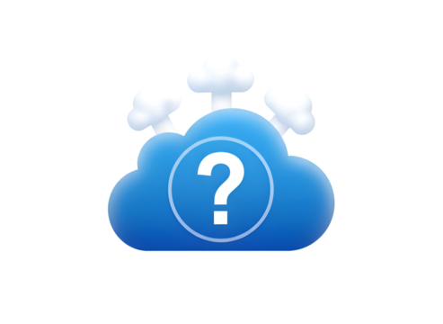 Digital Cloud with Question Mark Symbol - Data Query Concept on white background