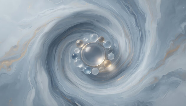 Abstract artwork of swirling water and floating bubbles in an artistic and elegant design, creative and stylish style - Powered by Adobe