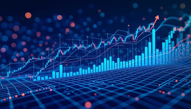Global stock market growth trend chart showing successful investment future business data - Powered by Adobe