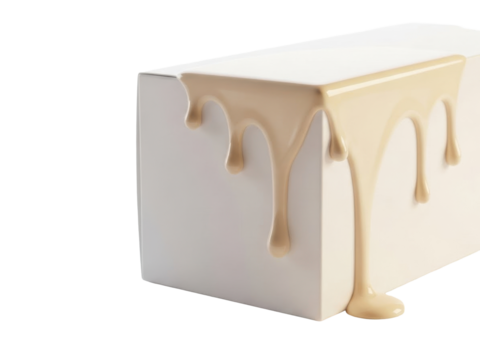 Creamy soft drip accents on elegant packaging white background