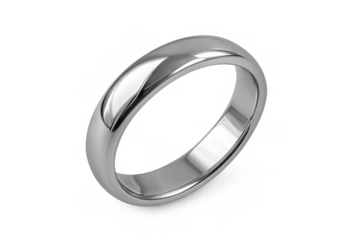 Silver wedding band representing eternal love and commitment. Minimalist design engagement ring on a transparent background