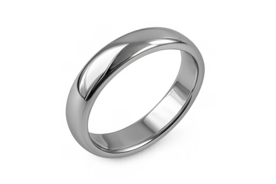 Silver wedding band representing eternal love and commitment. Minimalist design engagement ring on a transparent background