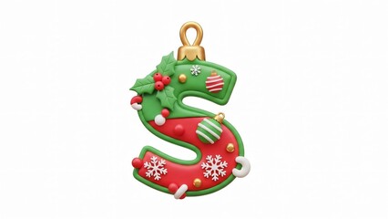 Naklejka premium Festive Letter S Christmas Ornament Decoration