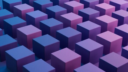 Abstract geometric cube grid in blue purple