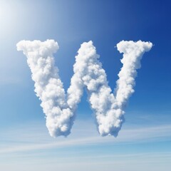 Cloud Letter W Against a Bright Blue Sky Backdrop.