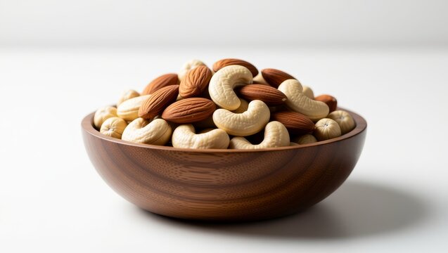Wooden bowl of mixed nuts - Powered by Adobe