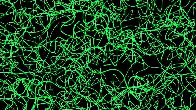 Neon Energy Strings &ndash; Tangled Green Light Trails with Alpha Channel (4K Transparent)アルファチャンネル付き・絡み合うネオンエネルギーライン／緑の光軌跡 4K