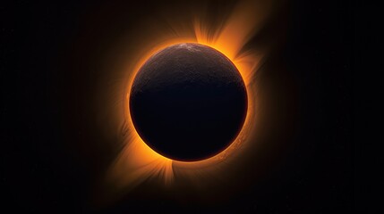 Obraz premium Stunning Total Solar Eclipse with Fiery Corona Against Dark Sky.