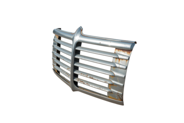 Vintage car grille chrome detail isolated on transparent background