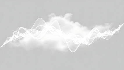 Ethereal white waves dance within soft clouds, creating a dreamy, inspiring atmosphere of lightness