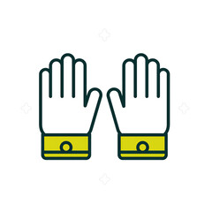 Obraz premium Pair Of White And Yellow Gardening Gloves Icon With Sparkles On Black Background