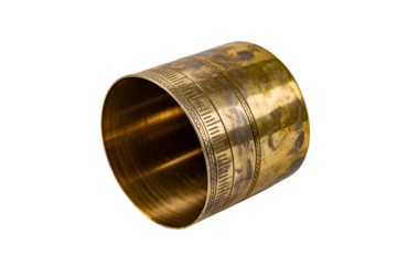 Antique brass napkin ring with intricate engraving isolated on transparent background