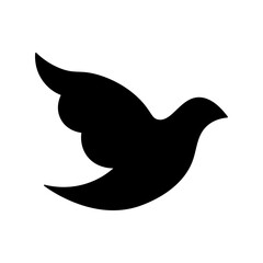 Silhouette of a dove bird in flight, a symbol of peace, hope, and freedom