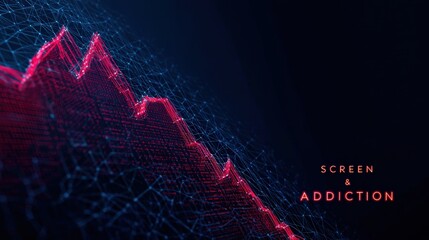 A striking abstract visual captures the downward trend of addiction and impact of digital screens ..Created with Generative AI, not depicting real subjects.