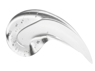 Gel smear transparent shiny curved streak isolated clean white background