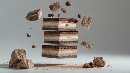 Indulge in decadent chocolate mousse cake layered perfection for dessert menus, tantalizing bakery displays, and sweet treat promotions with a modern twist