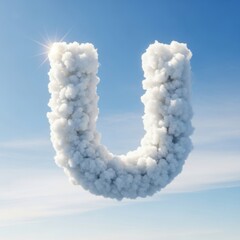 Letter U Made of Clouds Against a Blue Sky.