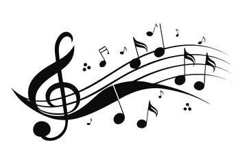 Abstract music background with notes and artistic vector design