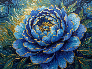 Flower gold pattern background floral leaves blue plant golden abstract texture. Black flower gold pattern line leaf art outline nature vintage rose watercolor, Decorative Floral Art