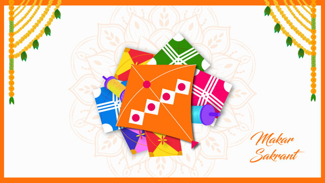 Makar Sankranti Festival Indian Kite Flying Banner Design | Pongal Uttarayan Lohri Happy Wishes Template
