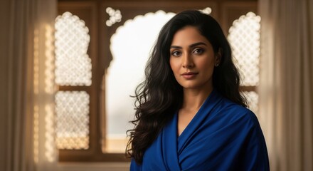 Beautiful indian woman long, black and shiny hair