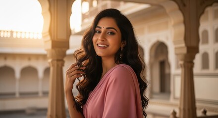 Beautiful indian woman long, black and shiny hair