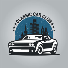 Retro Custom Motorcycles Emblem with Handlebars