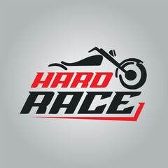 Hard Race Motorcycle Emblem T- shirt Design Template