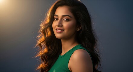 Beautiful indian woman long, black and shiny hair