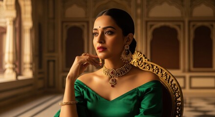 young woman wearing green stone jewlery