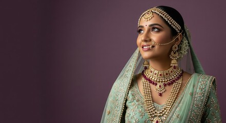 Young beautiful indian woman in gold jewlery