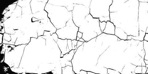 Black and white texture of cracks, stains and old surface. Grunge black and white vintage. Abstract texture for design. Black and white Grunge Texture with cracks. 