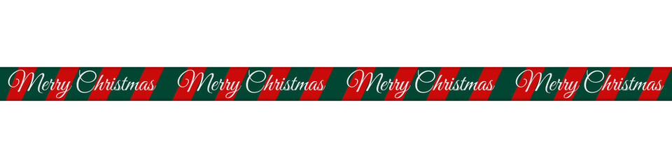 Festive Christmas Striped Ribbon Banner with "Merry Christmas" Text &ndash; Holiday Decorative Element for Greeting Cards and Social Media Posts, Isolated on Transparent Background