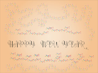 Happy New Year Script Text Greeting Banner Design on Peach Background Vector Illustration
