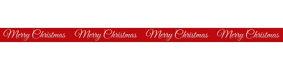 Red Festive Christmas Ribbon Banner with "Merry Christmas" Text &ndash; Holiday Decorative Element for Greeting Cards and Social Media Posts, Isolated on Transparent Background