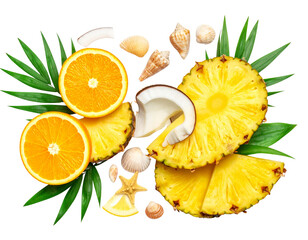 Tropical Pineapple Wellness Flat Lay with Summer Elements