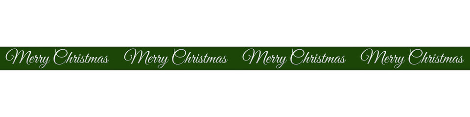 Green Festive Christmas Ribbon Banner with "Merry Christmas" Text &ndash; Holiday Decorative Element for Greeting Cards and Social Media Posts, Isolated on Transparent Background