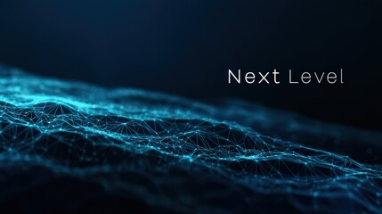 Abstract digital design with the words Next Level superimposed, representing progression and innovation. ..Created with Generative AI, not depicting real subjects.