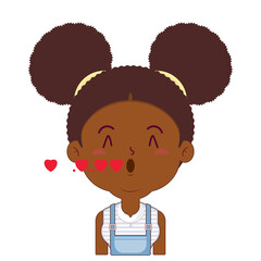 African American girl whistling love face cartoon cute