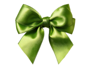 Shiny green satin bow ribbon fabric, Isolated, Png Transparent Background