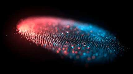 Futuristic Fingerprint Scan with Red and Blue Light on Dark Background.