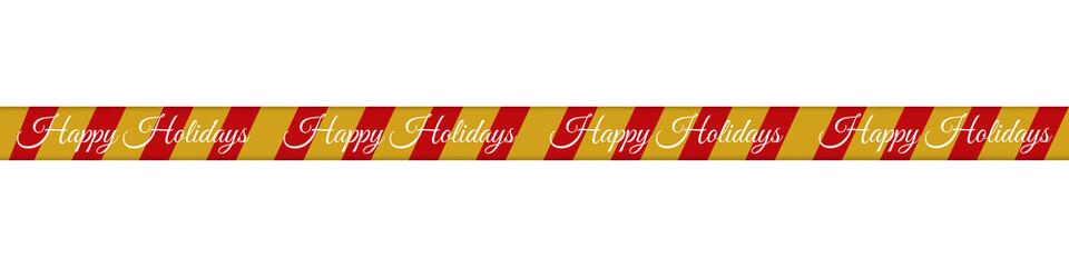 Festive Christmas Striped Ribbon Banner with "Happy Holidays" Text &ndash; Holiday Decorative Element for Greeting Cards and Social Media Posts, Isolated on Transparent Background