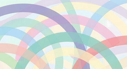 Abstract background with overlapping semitransparent pastel colored arcs.