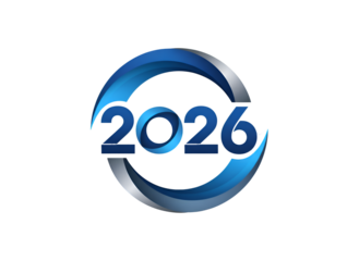 2026 Modern Blue Gradient Numeric Logo Element - Future Year Design on white background