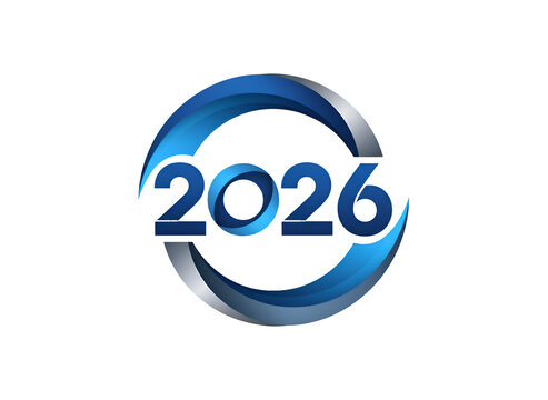 2026 Modern Blue Gradient Numeric Logo Element - Future Year Design on white background