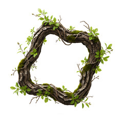 Natural Twisted Tree Branch Frame with Green Leaves