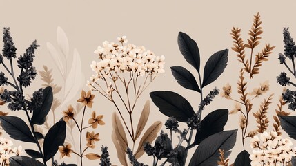 Calm botanical line art on neutral ground, wellness, simple natural connection