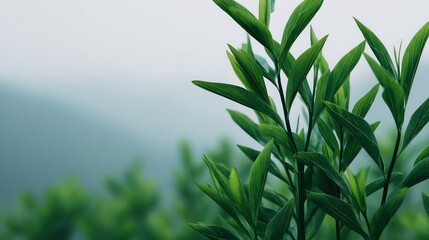 Fototapeta premium Gentle fog behind simple plant form, wellness, quiet restorative calm